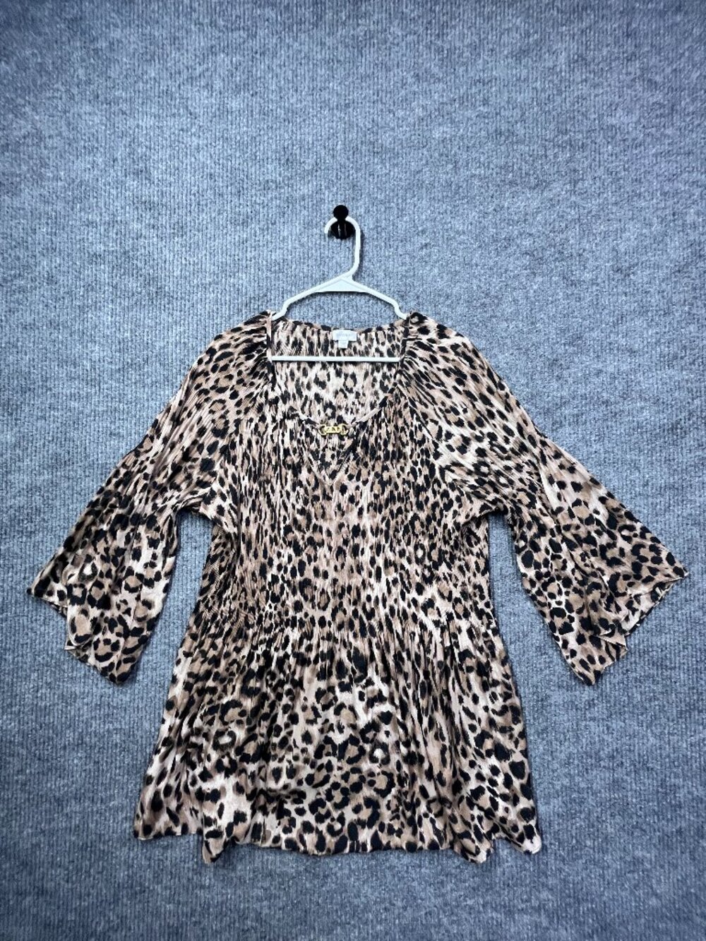 Avenue Brown Leopard Print Women's Blouse Size 22/24 Lightweight Flowy - Picture 2 of 12